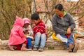 Woman with with her children, in Chinchero, Peru Royalty Free Stock Photo