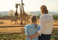 Family visiting zoo Royalty Free Stock Photo