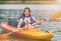 Woman and her dog on a kayak Royalty Free Stock Photo