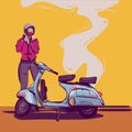 A woman and her scooter Poster Design