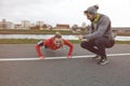 Woman with her trainer Royalty Free Stock Photo