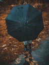 Woman hidden behind the umbrella