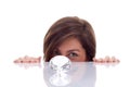 Woman hidding behind the diamond Royalty Free Stock Photo