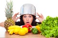 Woman hide out in the kitchen