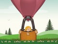 Woman hides in the balloon