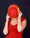 Woman hiding behind hat Royalty Free Stock Photo