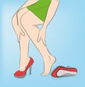 Woman in high heels. leg fatigue. vector illustration. Royalty Free Stock Photo