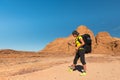 Woman Hiker with backpack and GPS Royalty Free Stock Photo