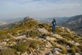 Woman hiker on the Cavall Verd, beautiful mountain landscape Royalty Free Stock Photo