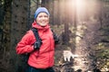 Woman hiker with dog