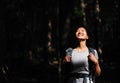 Woman hiker enjoy nature Royalty Free Stock Photo