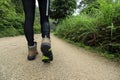Woman hiker legs hiking Royalty Free Stock Photo