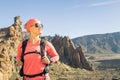 Woman hiker looking at view, backpacker adventure Royalty Free Stock Photo