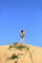 Woman hiker mountain top Royalty Free Stock Photo