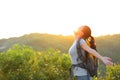 Woman hiker mountain top