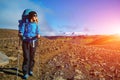 Woman hiker in the mountains, Iceland Royalty Free Stock Photo