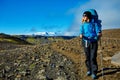 Woman hiker in the mountains, Iceland Royalty Free Stock Photo