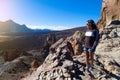 Woman Hiker in Teide National Park, Tenerife Royalty Free Stock Photo