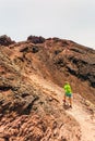 Woman hiker or trail runner in mountains Royalty Free Stock Photo