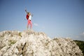 Woman hikers in the mountains Royalty Free Stock Photo