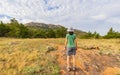 Woman hiking in the Elk Mountain Trail of the Wichita Mountains National Wildlife Refuge