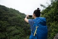 Woman Hiking In Forest Taking A Selfie Royalty Free Stock Photo