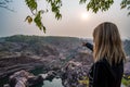 Woman hiking in Gharial Sanctuary, India