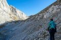 Hochschwab - A woman hiking in the Alps