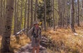 Woman Hiking On Mountain Trail Near Flagstaff, AZ