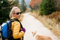 Woman hiking in mountains Royalty Free Stock Photo