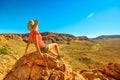 Woman hiking Ormiston Pound Royalty Free Stock Photo