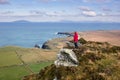 Woman on hiking trail Royalty Free Stock Photo