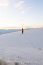 Woman Hiking in White Sands Royalty Free Stock Photo