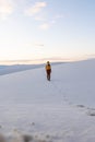 Woman Hiking in White Sands Royalty Free Stock Photo