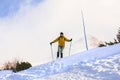 Woman hiking in winter mountains Royalty Free Stock Photo