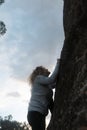 Woman hikking outdoors in the mountain Royalty Free Stock Photo