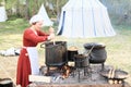 Woman in historical kitchen