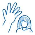 woman hitting doodle icon hand drawn illustration