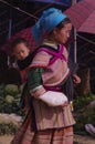 Woman Hmong flowered market of Lai Chau Royalty Free Stock Photo