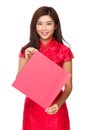 Woman hold with blank Fai Chun Royalty Free Stock Photo