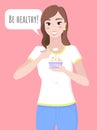Woman Hold Cupcake, Healthy Lifestyle and Food