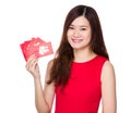 Woman hold with lucky money Royalty Free Stock Photo