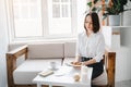 Woman hold metaphorical associative cards Royalty Free Stock Photo