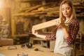 Woman hold perfectly polished piece of wood