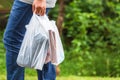 Holding Plastic Bags Royalty Free Stock Photo