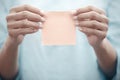 Woman holding adhesive note Royalty Free Stock Photo
