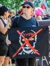 Woman holding the anti-Putin banner