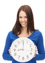 Woman holding big clock Royalty Free Stock Photo