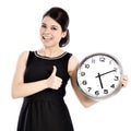 Woman holding big clock Royalty Free Stock Photo