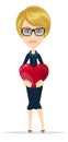 Woman Holding Big Red Heart in her Hands. Royalty Free Stock Photo